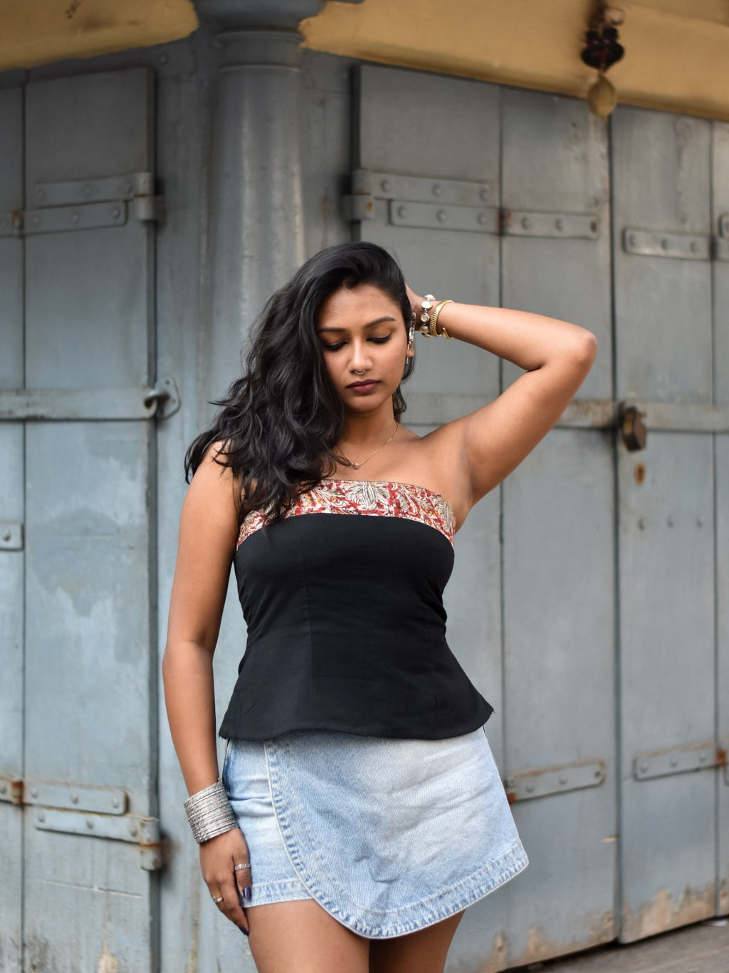 Minimal handcrafted bandeau top styled for contemporary wear