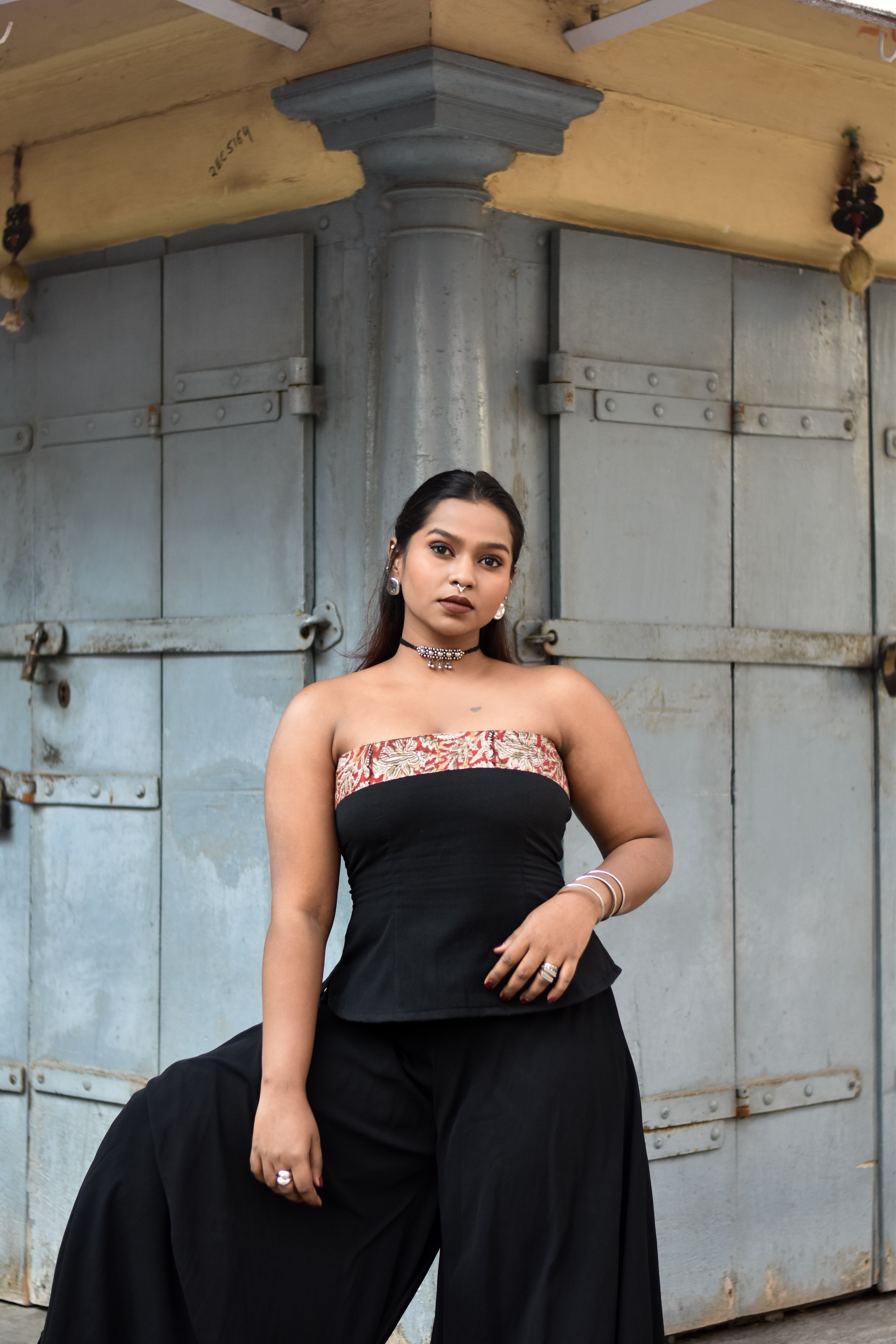 Handcrafted cotton bandeau top in ikat for women by nele